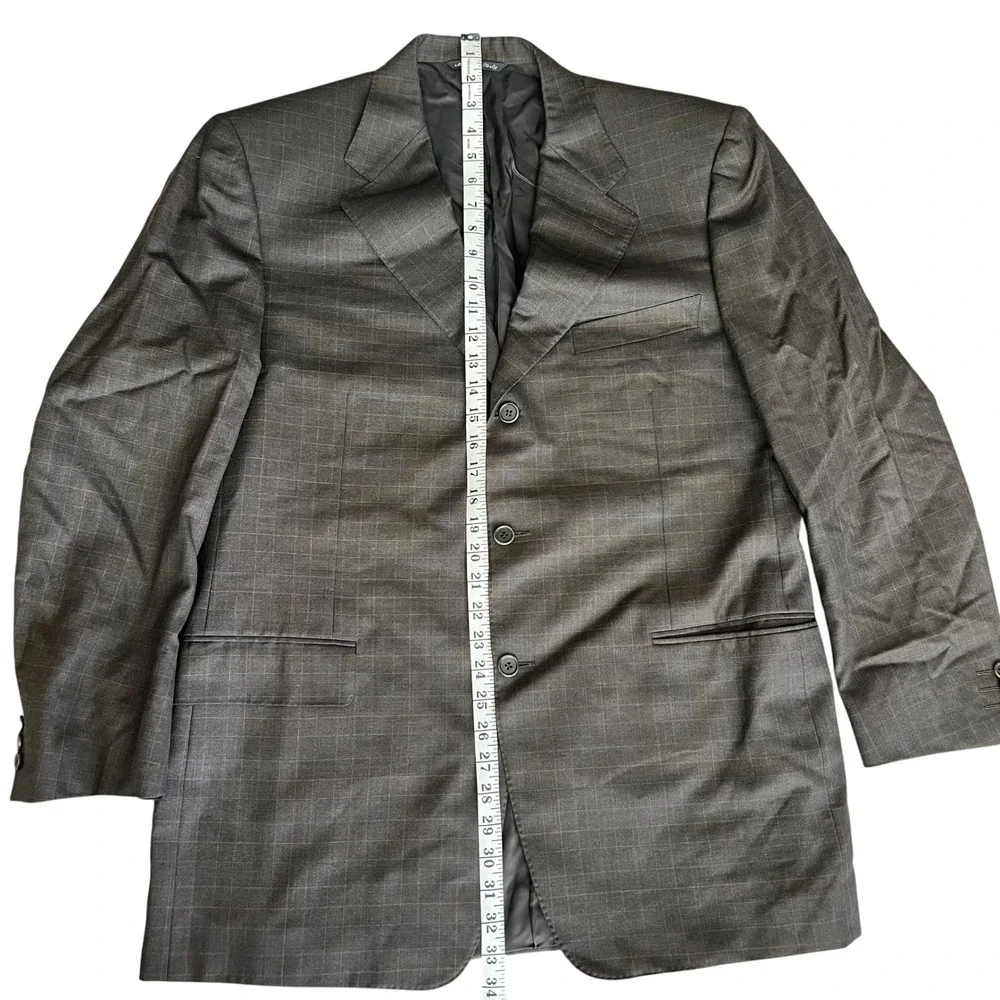Canali 100% Wool 3 Button Blazer Sports Coat‎ 44R (54 EU) Dark Gray Glen Plaid